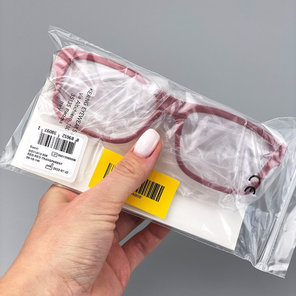 🔥  Gucci GG1141O 006 Eyeglasses Red Square Men - Picture 9 of 10